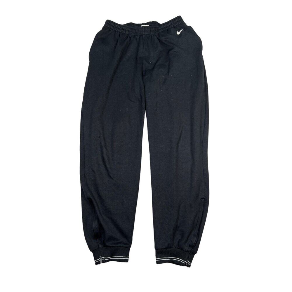 Nike VTG 90s Jogger Sweatpants Zip Ankle FLAW Black Youth Large 12/14